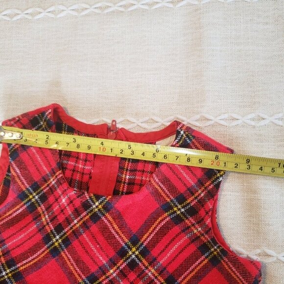 Baby Girl Vintage Red Plaid Dress Holiday 80s 70s Cottagecore Boho Christmas - Picture 6 of 9